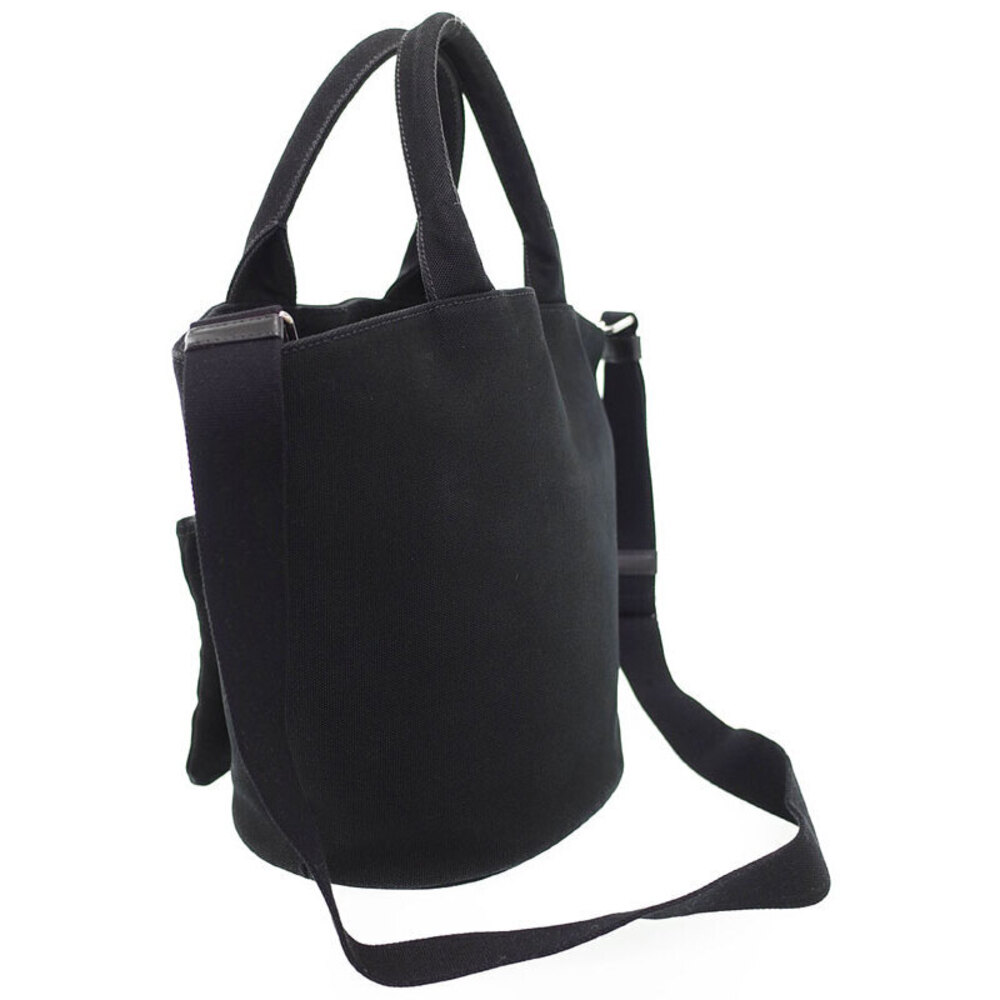 Prada canvas Logo 2way Shopping Convertible Black Tote Canapa - Picture 1 of 9